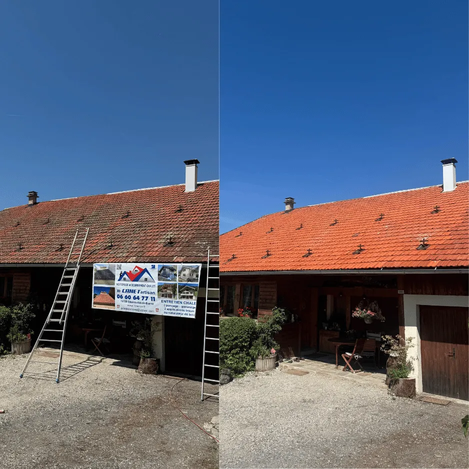 Nettoyage complet d'un toit d'habitation